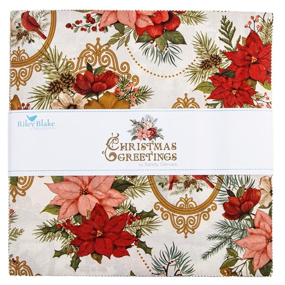 Riley Blake - Christmas Greetings 10" Stacker by Sandy Gervais 42 pcs
