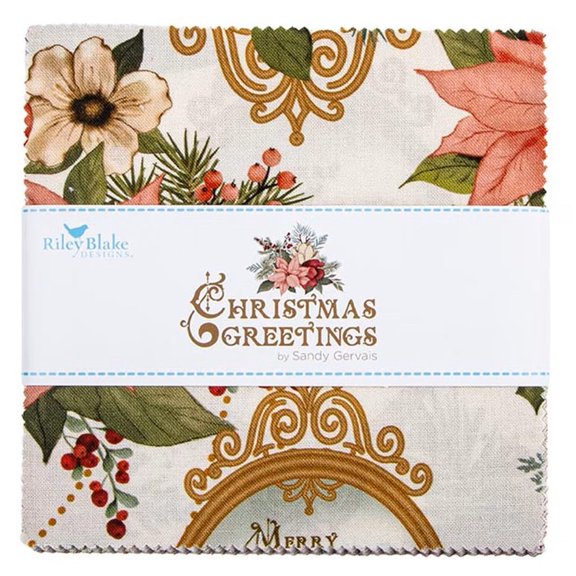 Riley Blake - Christmas Greetings 5" Stacker by Sandy Gervais 42 pcs