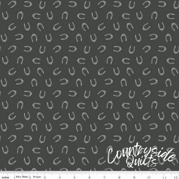 Riley Blake Designs Cowboys Horseshoes Graphite