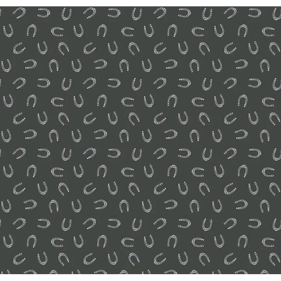 Riley Blake Cowboys By Echo Park Fabric Collection Horseshoes on Graphite Authentic Premium 100% Cotton Fabrics