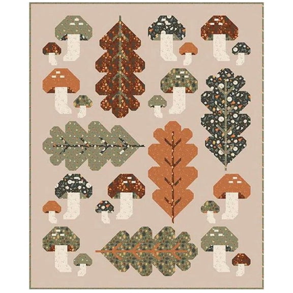 Riley Blake Forest Fungi Quilt Kit Featuring Simple Simon & Co Pumpkin Spice Fabric Collection 56.75"x69.5"