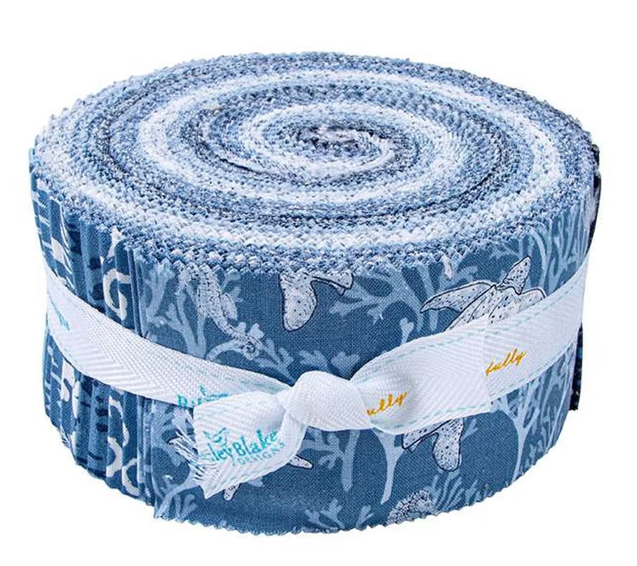 Riley Blake Set Sail America Fabric Rolie Polie - 40 Precut 2.5" Strips, Patriotic Nautical