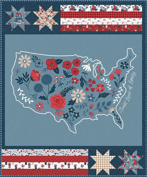 Riley Blake Sweet Land of Liberty Panel Quilt Kit Featuring Red, White, & True Fabric Collection