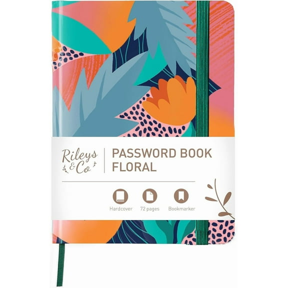Riley & Company Password Keeper Address Book with A to Z Tabs, Multicolor, 120 Pages