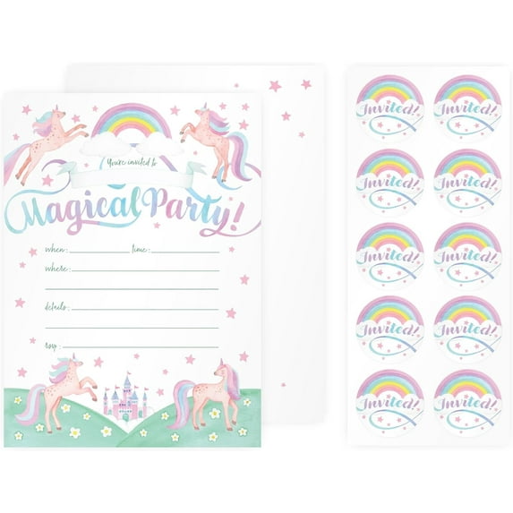 Riley & Company Unicorn Party Invitation Cards - 50 Pcs