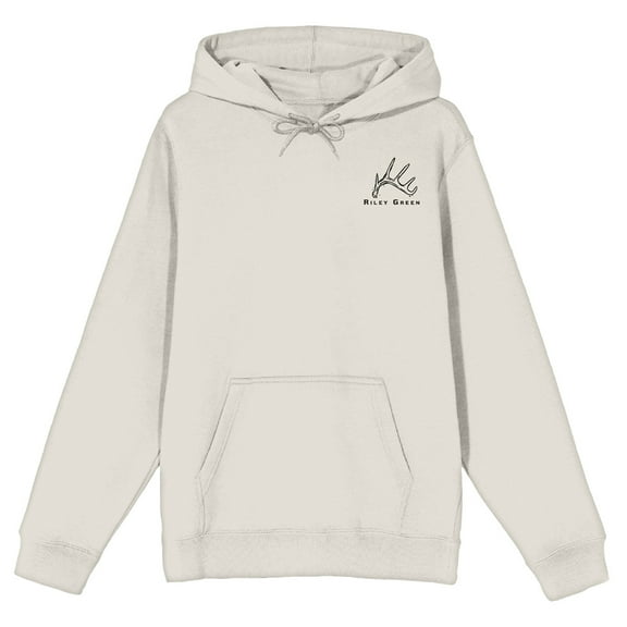 Riley Green Cowboy Chasing Deer Stamp Adult Sand Long Sleeve Hooded Sweatshirt-Large