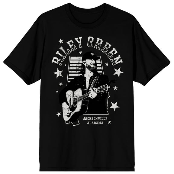 Riley Green Stars Jacksonville Alabama Men's Black Crew Neck Short Sleeve T-shirt-6XL