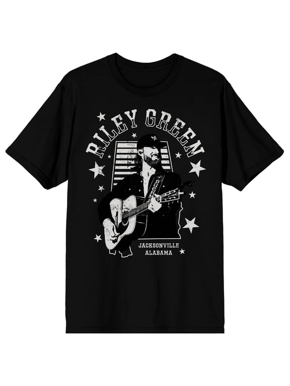 Riley Green Stars Jacksonville Alabama Men's Black Crew Neck Short Sleeve T-shirt-XS