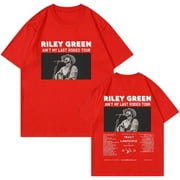 Riley Green T-Shirt Ain't My Last Rodeo Tour 2024 Merch Tee Crewneck Short Sleeve Women Men Fashion Clothes Red1 4X-Large