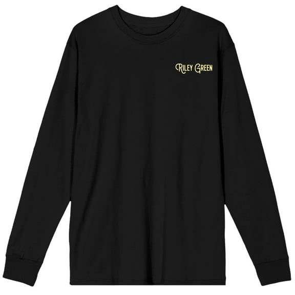 Riley Green We Out Here Poster Art Adult Black Crew Neck Long Sleeve Tee-Medium