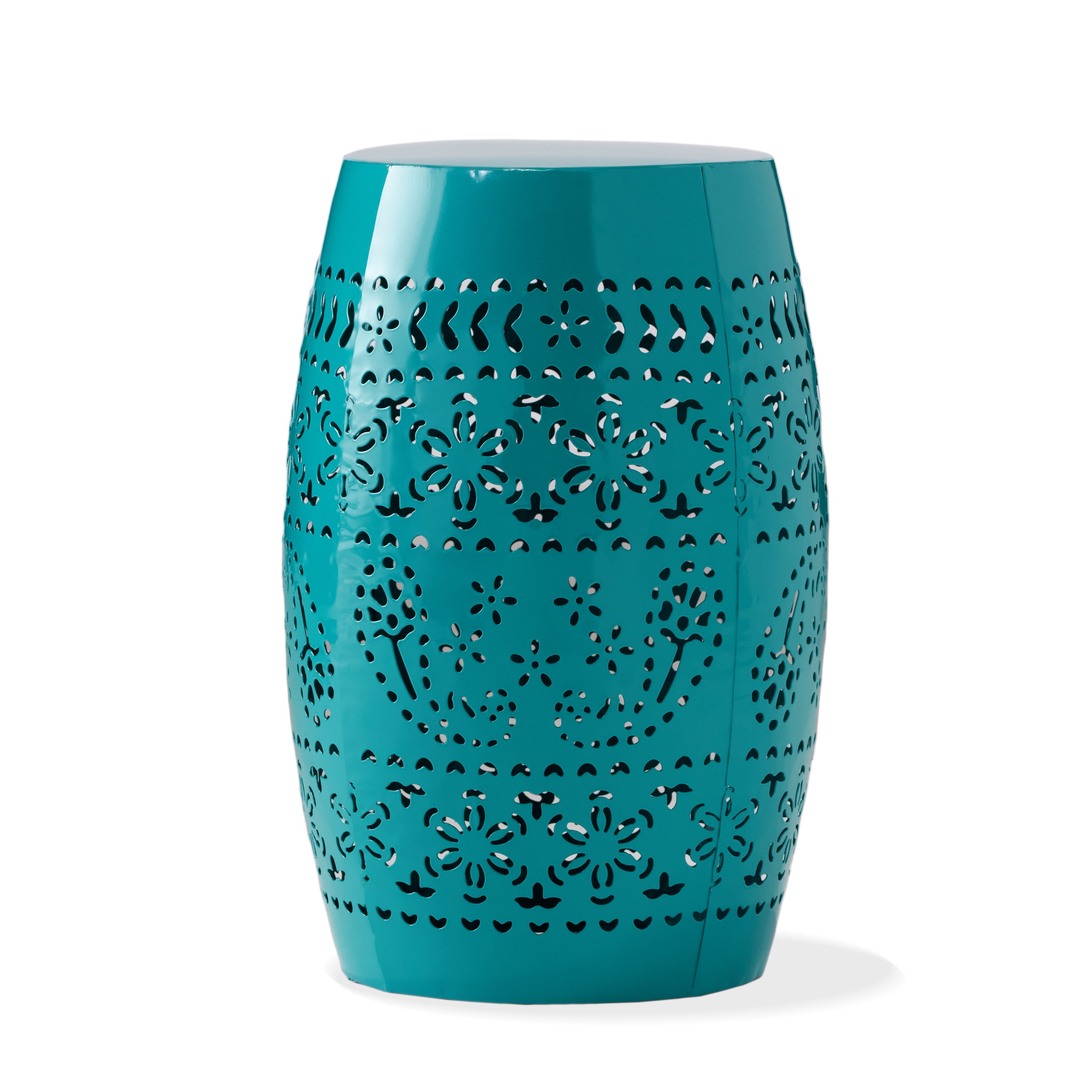 Teal 12" Iron Lace-Cut Outdoor Side Table