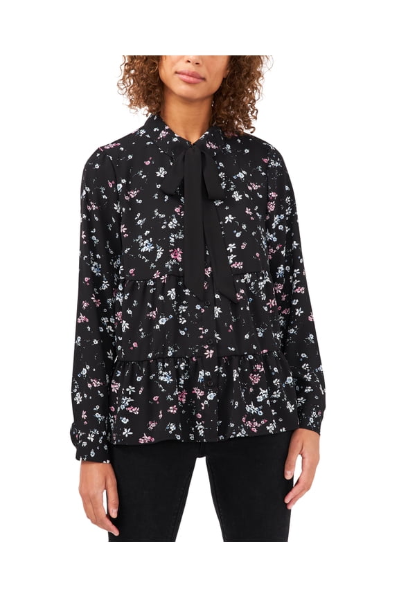 Riley Rae Ruffled Blouse Rich Black XS