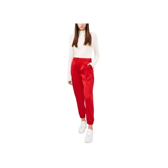 Riley & Rae Satin Jogger Pants New Bright Ruby L