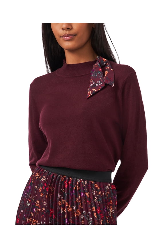 Riley Rae Tie Neck Sweater Blouse Spiced Wine S