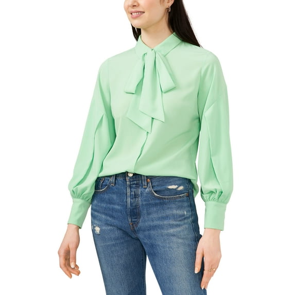 Riley Rae Camille Tie Neck Blouse Light Pastel Green XS