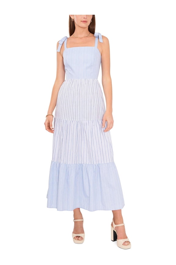 Womens Cotton Colorblock Midi Dress Blue Multi XL