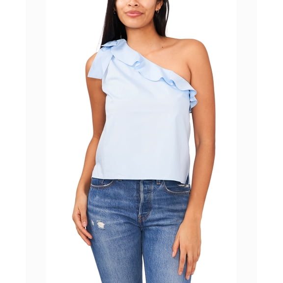 Riley Rae Womens One Shoulder Bow Blouse Clear Sky L