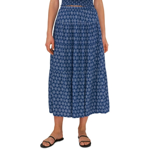 Riley & Rae Womens Printed Ruffle Maxi Skirt