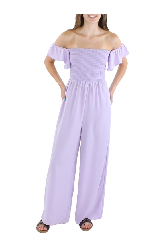 Womens Ruched Wide Leg Jumpsuit