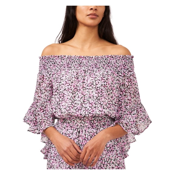 Riley Rae Womens Ditsy Breeze Floral Top Rich Black XS