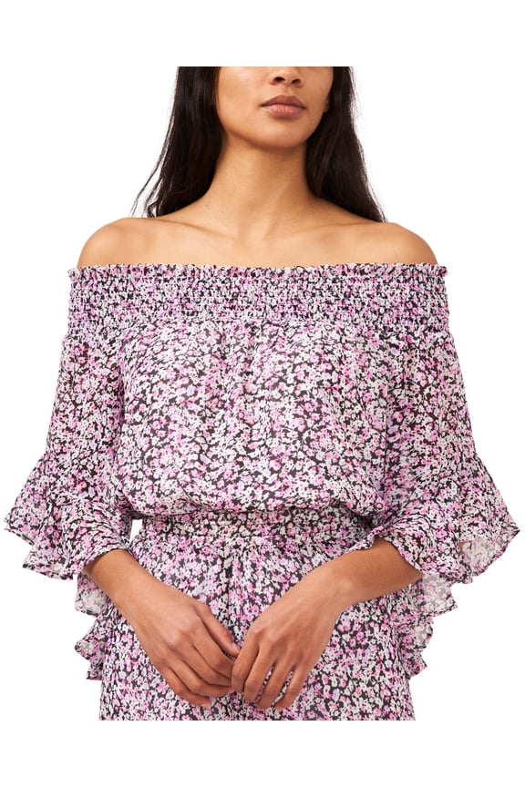 Riley Rae Womens Ditsy Breeze Floral Top Rich Black XS