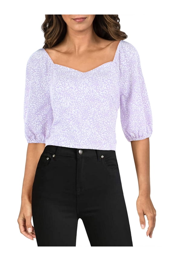 Womens Square Neck Smocked Cropped
