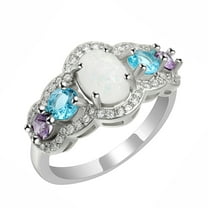 Riley Statement Ring White Fire Opal Purple Blue Cz Womens Ginger Lyne Collection