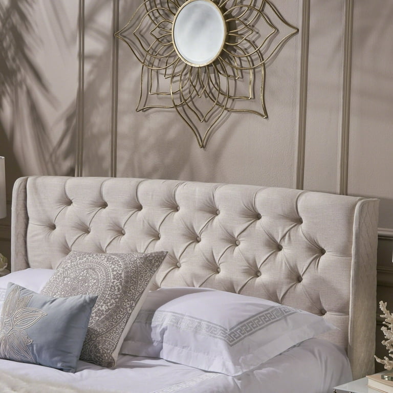 Riley upholstered wingback headboard deals