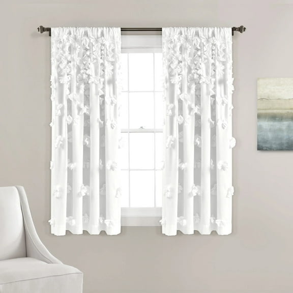 Riley Window Curtain Panel Single White 54X63