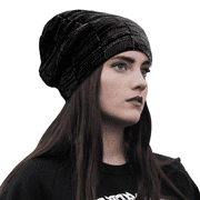 Riley Winter Beanie Hat Slouchy Warm Knit Beanie Hat for Men Women Cable Knit Cap , One Size,Unisex, Black
