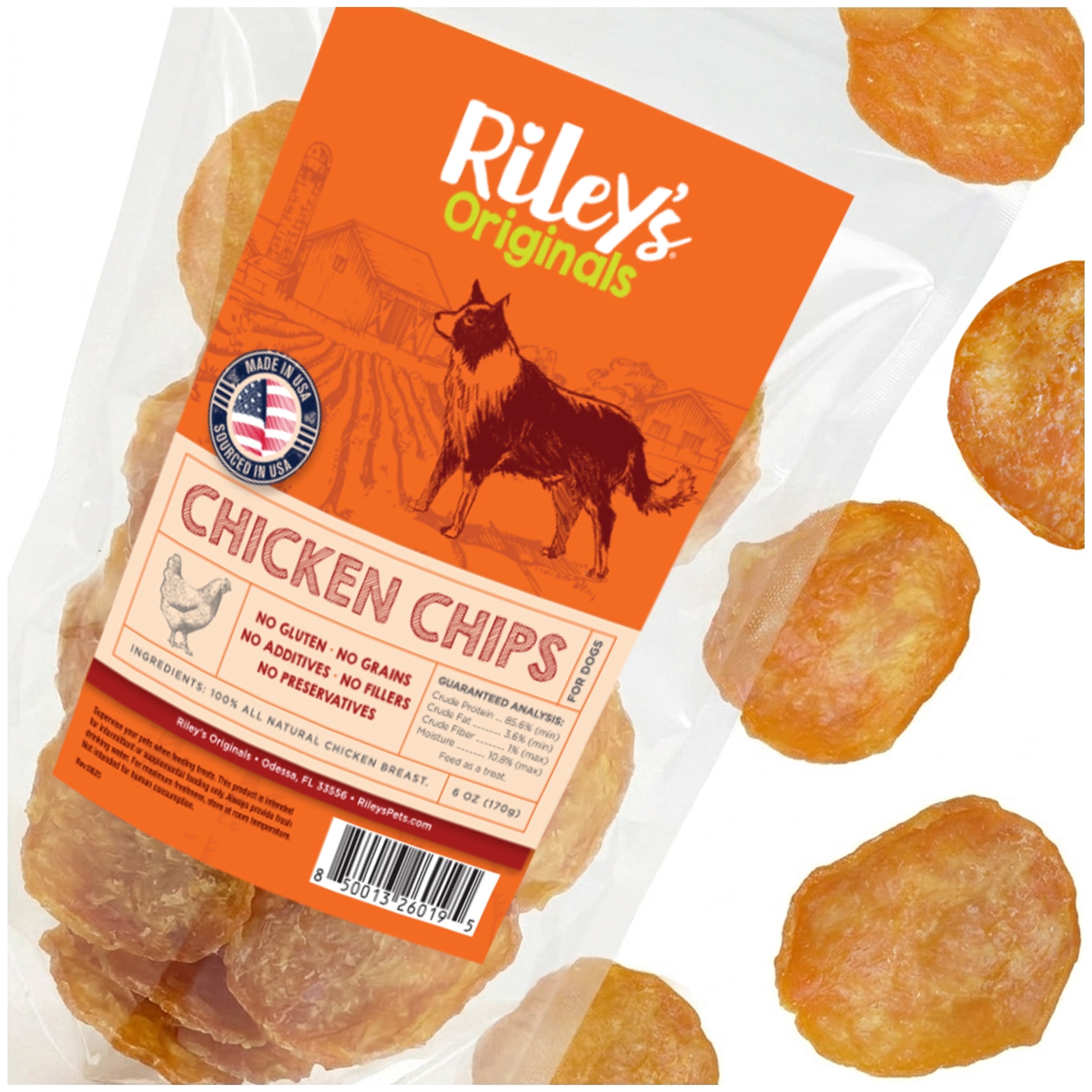 Riley's Chicken Waffle Chips Treats for Dogs, 6 oz Bag
