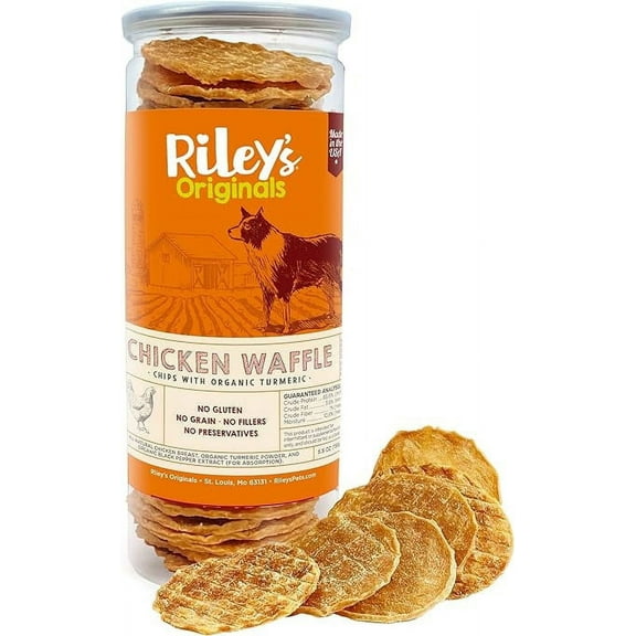 Riley's Chicken Waffle Chips with Turmeric Dog Treats, 0.46 Pound Bag