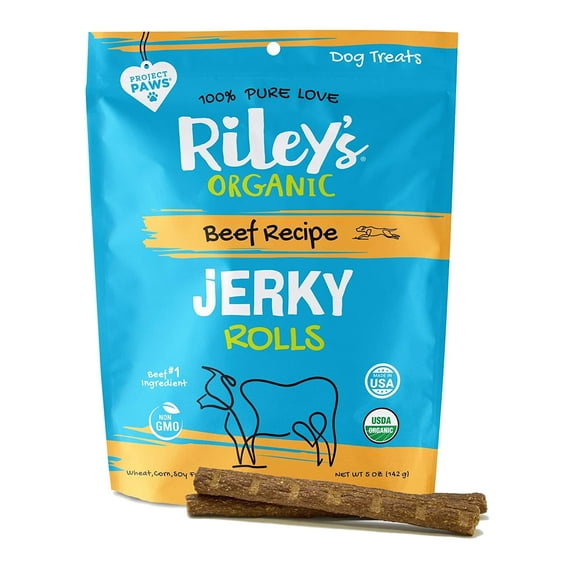 Riley's Jerky Rolls Beef Recipe Dog Treats, 5-oz pouch