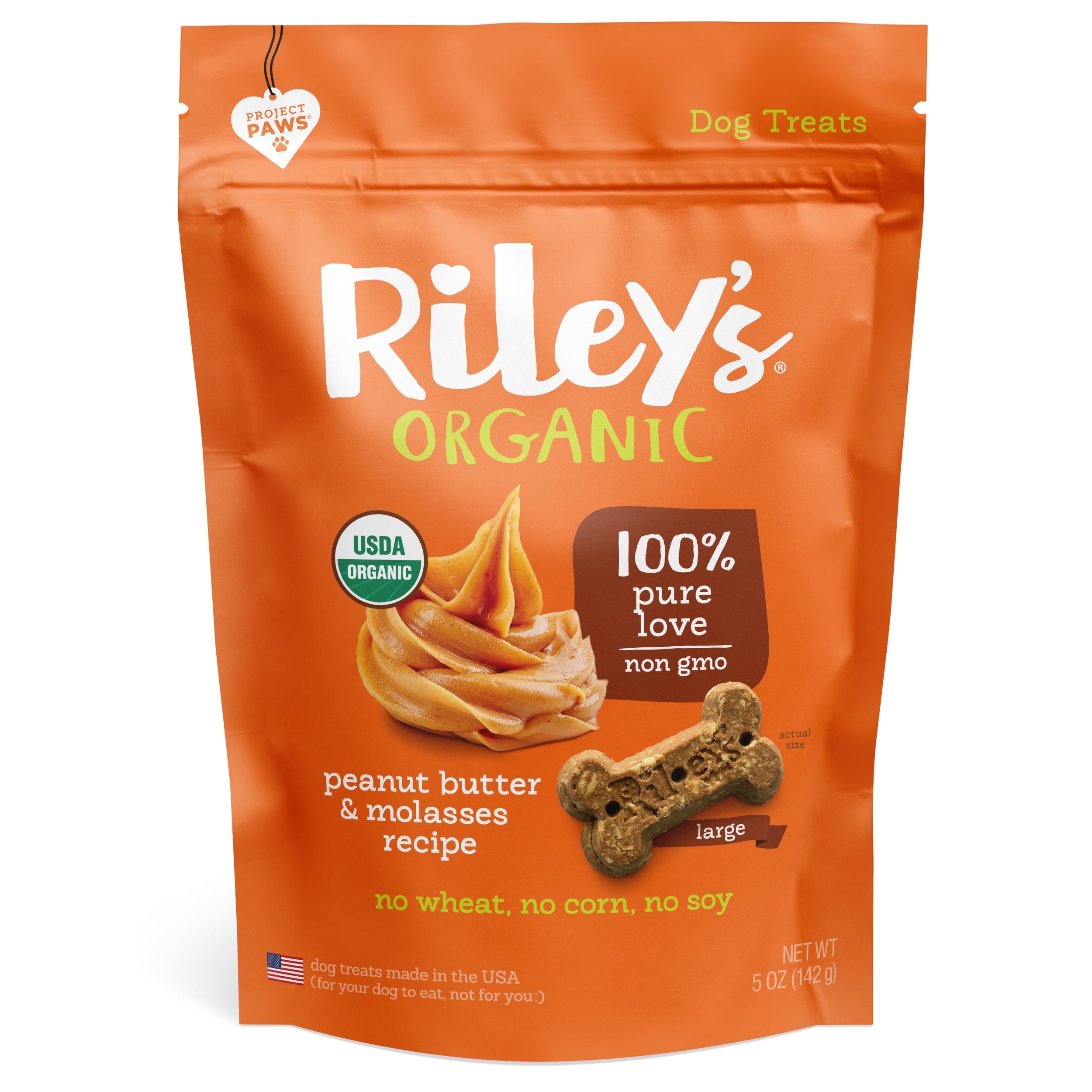 Riley's Peanut Butter & Molasses Recipe Biscuit Dog Treat, 5-oz bag, Large