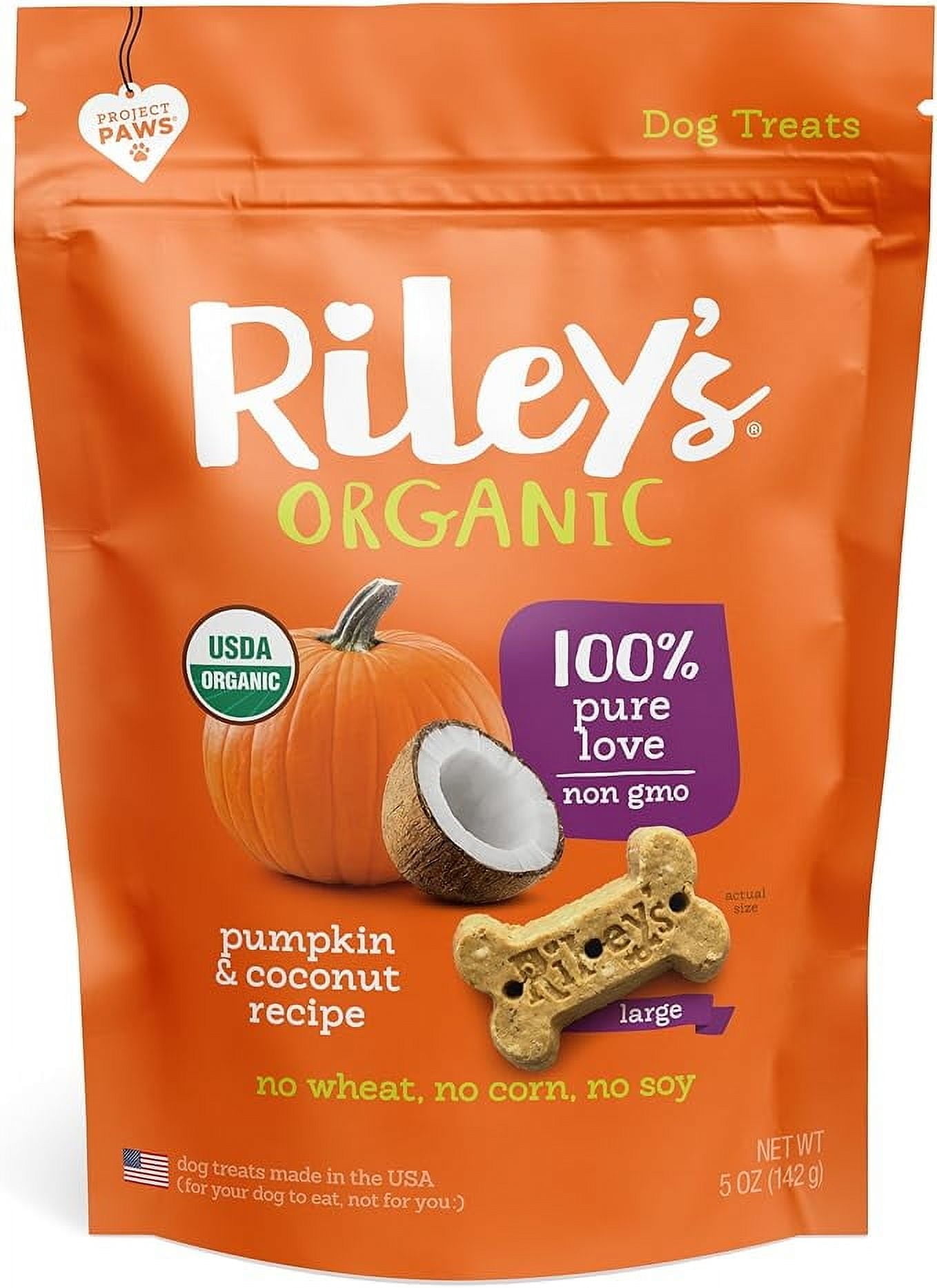 Riley's Pumpkin Dog Treats - Crunchy Dog Treats for Large Dogs - Pumpkin Treats for Dogs with Coconut - (5oz, Large)