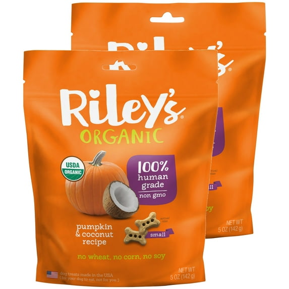 Riley's Organics Pumpkin & Coconut Small Bone Dog Treats 2 Pack 5 oz