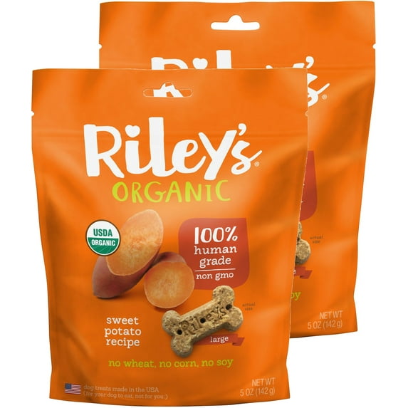 Riley's Organics Sweet Potato Large Bone Dog Treats 2 Pack 5 oz