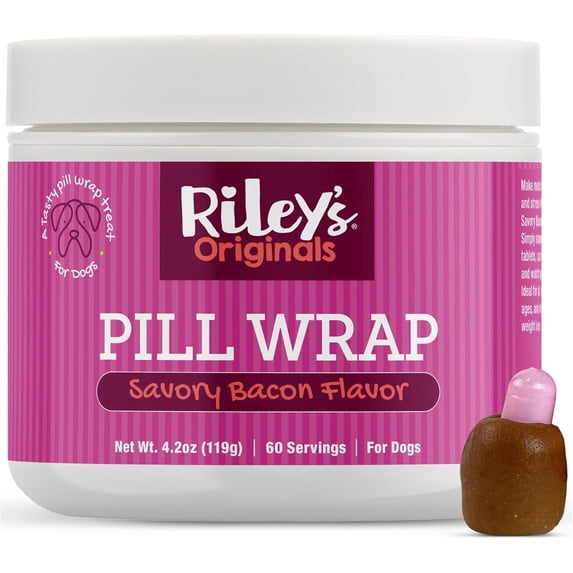 Riley's Pill Wrap for Dogs - Delicious Bacon Flavored Pill Paste for Dogs - Wrap Pills, Capsules, Tablets in a Pocket or Pouch to Mask The Taste & Make Pill Time Easy - 4.2 oz
