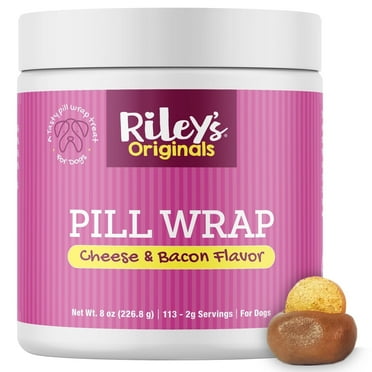 Riley's Pill Wrap for Dogs - Delicious Cheese & Bacon Flavored Pill Paste for Dogs - Wrap Pills, Capsules, Tablets in a Pocket or Pouch to Mask The Taste & Make Pill Time Easy - 8 oz
