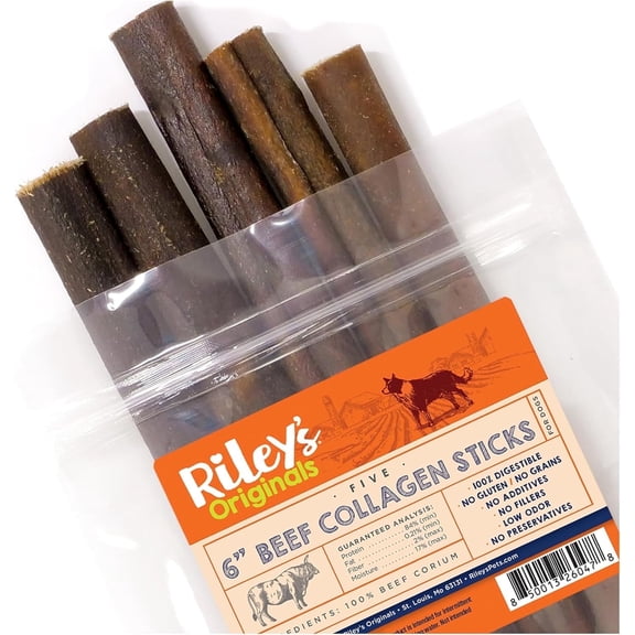 Riley's Premium Collagen Beef Chews for Dogs, 6 Inch, 5 ct