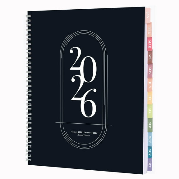 Rileys 2026 Planner, Agenda Planner With Weekly And Monthly View, Daily Agenda Book And Yearly Planners Calendar Book, Spiral Bound With Tabs, Notes, Goals And Holidays (Black, 8.5 x 11 in)