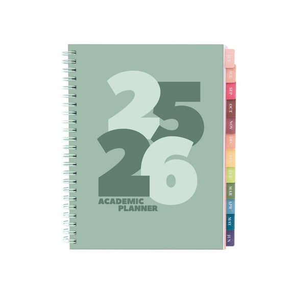 Rileys Academic Planner 2025-2026, Daily, Weekly & Monthly Planner, July 2025 - June 2026, Student Notes Pages, Twin-Wire Binding, Weekly Agenda for School & Work (8 x 6-Inches, Green, Chunky)
