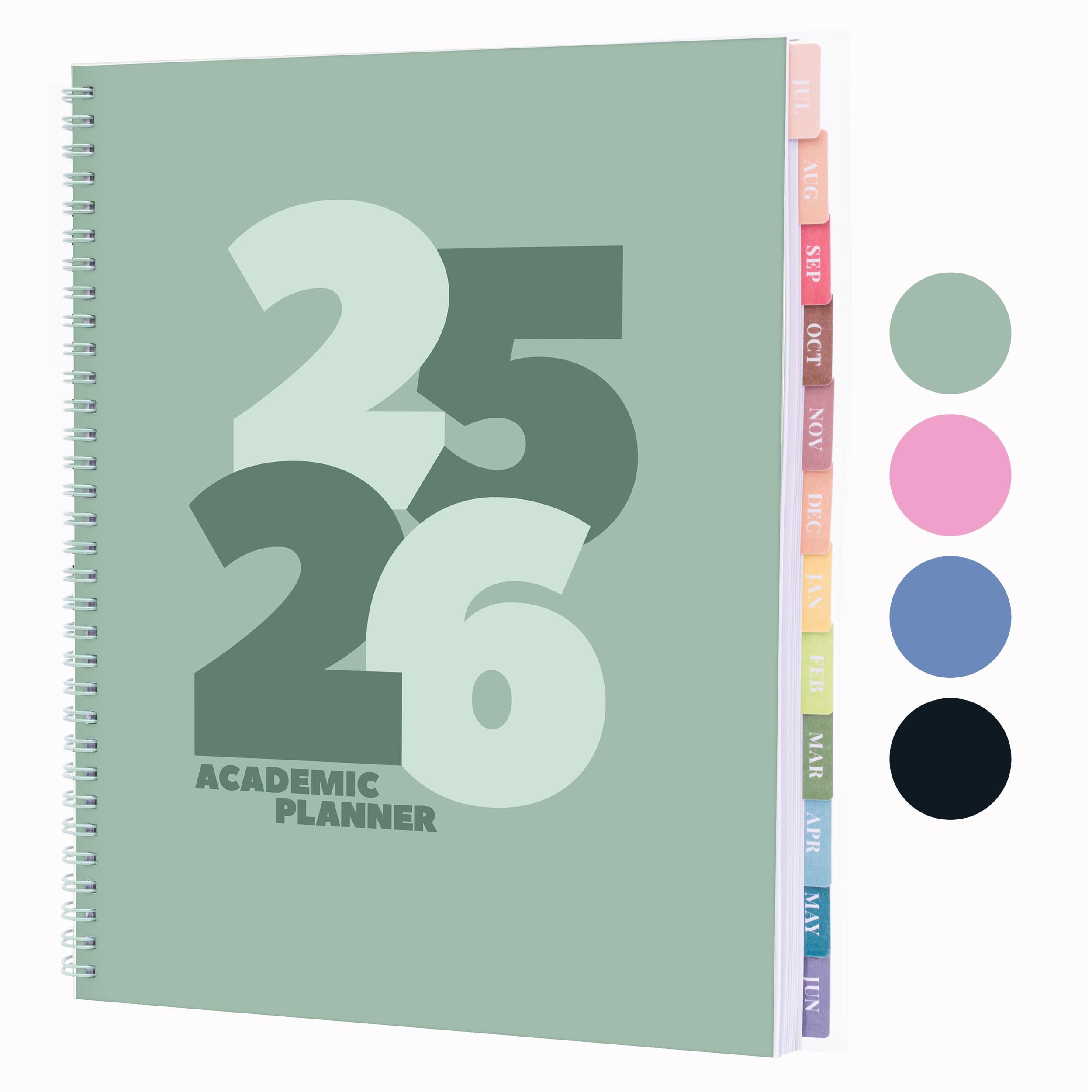 Rileys Academic Planner 2025-2026, Daily, Weekly & Monthly Planner, July 2025 - June 2026, Student Notes Pages, Twin-Wire Binding, Weekly Agenda for School & Work (8.5 x 11-Inches, Green, Chunky)