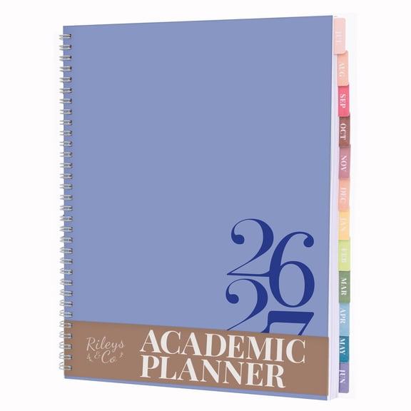 Rileys Academic Planner 2026-2027, Daily, Weekly & Monthly Planner, July 2026 - June 2027, Student Notes Pages, Twin-Wire Binding, Weekly Agenda for School & Work (8.5 x 11-Inches, Classic, Blue)