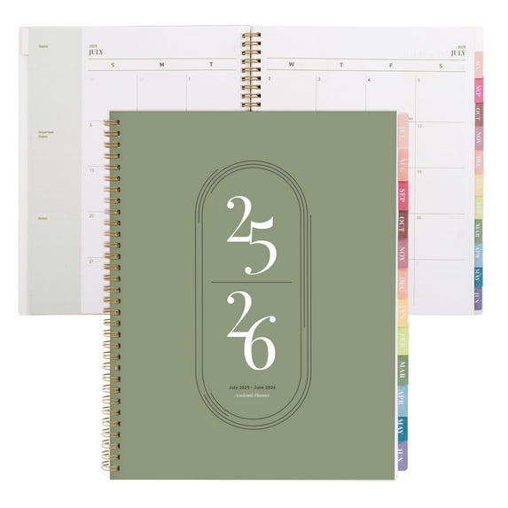 Rileys & Co 2025-2026 12-month Academic Weekly & Monthly Agenda Planner (8.5 x 11 inches - Green)