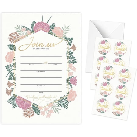 Rileys & Co 50 All Occasion Invitation Cards with Envelopes and Bonus Stickers 7 x 5 x 0.04 inches (Multi)