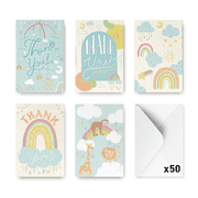 Rileys & Co Baby Shower Thank You Cards Assortment, 50-Ct, 5 Designs, Envelopes Included(Classic)