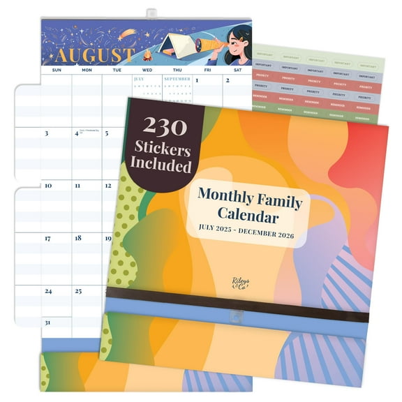 Rileys & Co. Mom Calendar 2025 43.5cm X 67.5cm, Family Wall Calendar for Family Activities, Magnetic Wall Calendar With Option to Hang, Moms Plan It Calendar for Shopping List, Events, and Trips