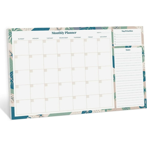 Rileys & Co Monthly Undated Planner Desk Pad with 52 Tearaway Sheets, 16.5 x 11.4 inches (Floral)
