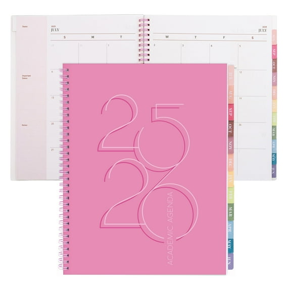 Rileys & Co Planner 2025-2026 Academic Year, 12-month Deco Academic Weekly Planner (8.5 x 11 inch, Pink)
